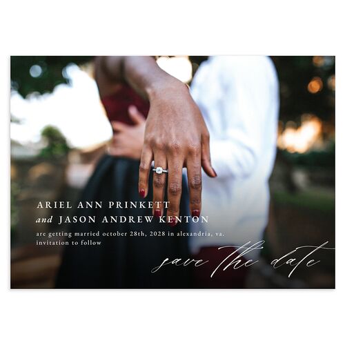 Modern Rose Save The Date Cards Plum Signature smooth Blank No Standard