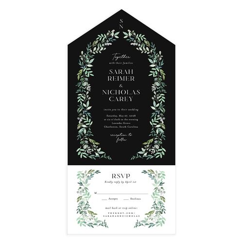 Greenery Altar All-in-One Wedding Invitations Licorice Signature Light Both Recipient and Return Addresses No