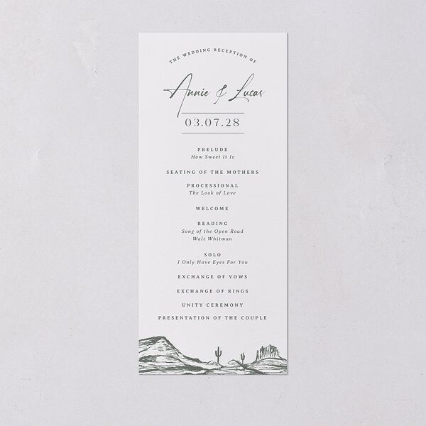 Western Cactus Wedding Programs Eucalyptus Signature