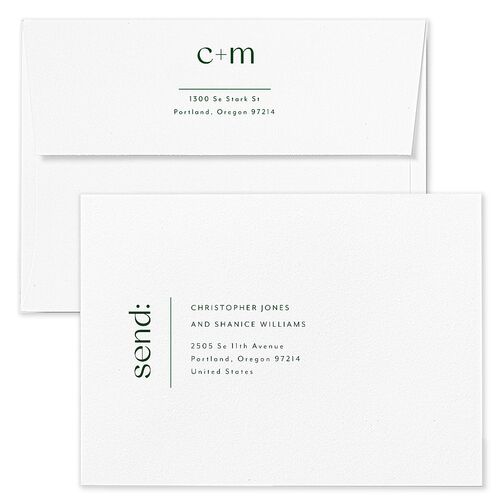 Simply Stated Wedding Invitation Envelopes Terracotta Hunter Green Return Address Standard Signature
