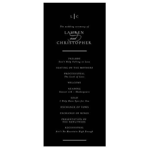 Lasting Frame Wedding Programs Licorice Signature