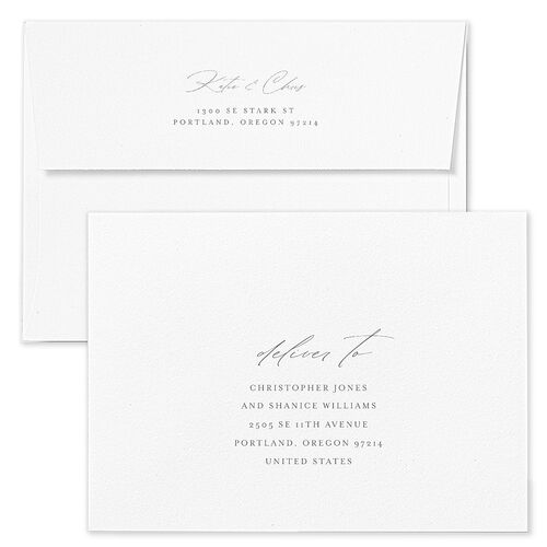 Classic Landscape Wedding Invitation Envelopes Rose Steel Gray Both Recipient and Return Addresses Standard Signature