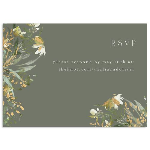Gilded Greenery Wedding Response Cards Gold Deep Olive Signature Standard