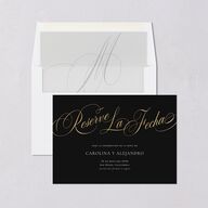 Nuestra Boda Save The Date Cards Gold Charcoal Signature smooth Blank No Standard