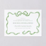 Vintage Bow Rehearsal Dinner Invitations Jewel Green Signature Blank Standard