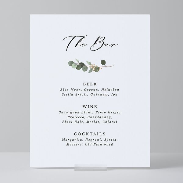 Eucalyptus Frame Standard Menu Tabletop Sign Small Pure White Standard Indoor Foam Core S Tabletop Menu