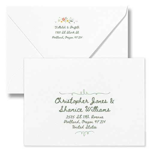 Countryside Crest Bridal Shower Invitation Euro Envelopes White Eucalyptus Both Recipient and Return Addresses Luxe Signature