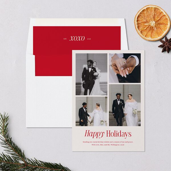Simply Happy Holiday Cards Ruby Signature Blank Portrait Standard