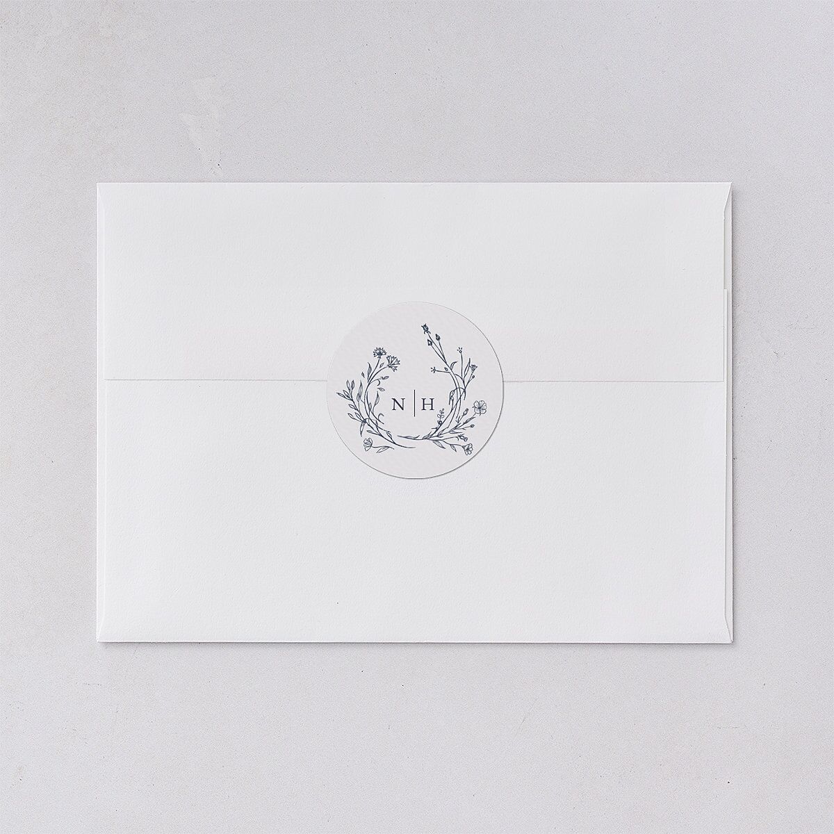 Natural Monogram Wedding Stickers Midnight Navy