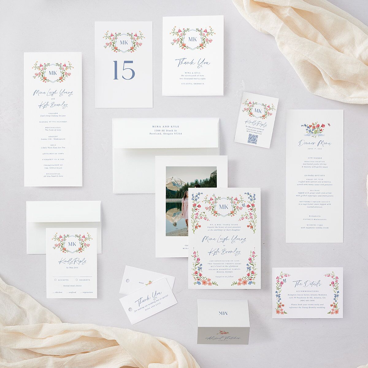 Fairytale Wildflower Crest Wedding Programs Pure White Signature