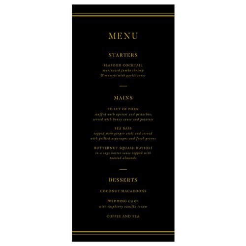 Luxe Monogram Menus Midnight Signature