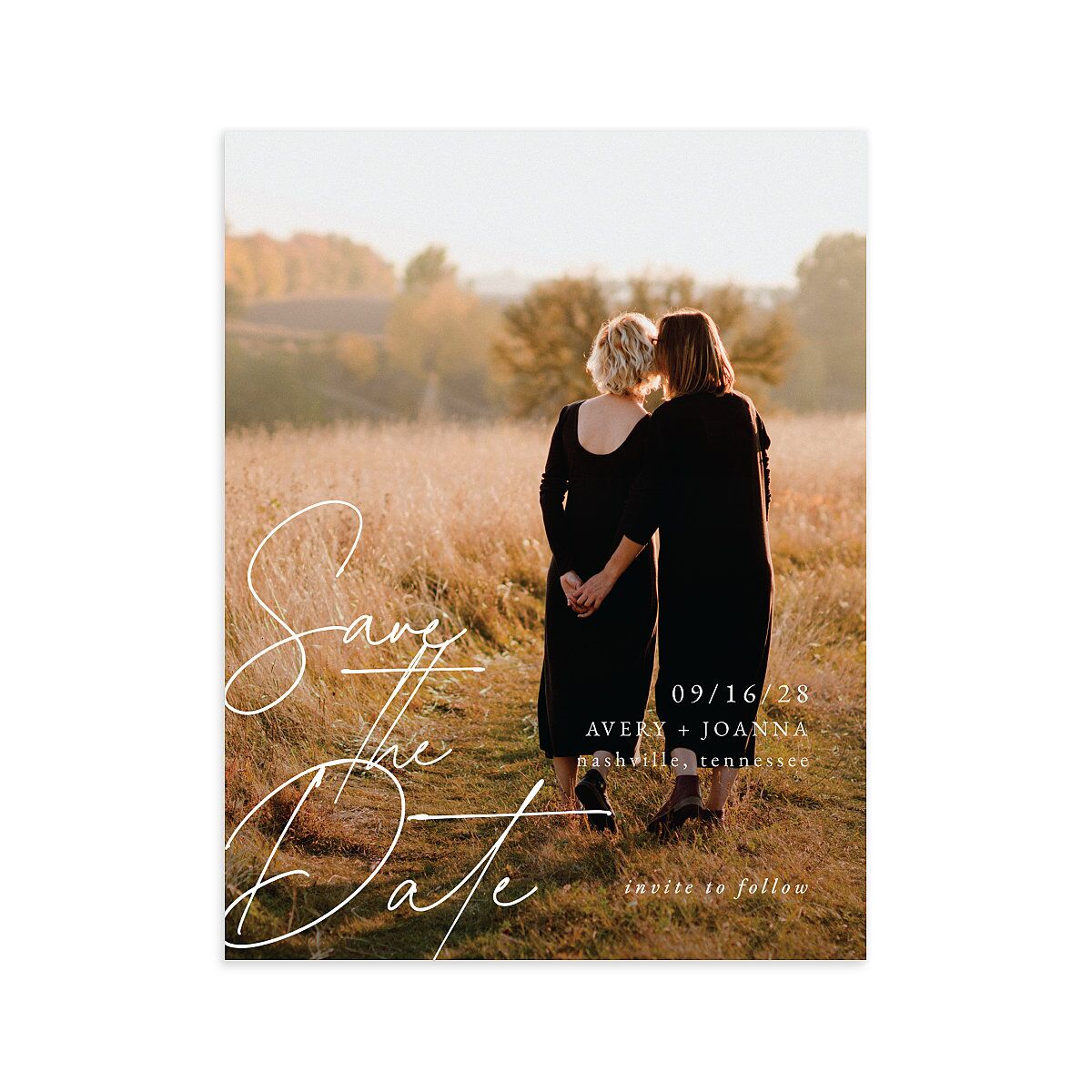 Corner Script Save the Date Petite Cards
