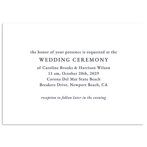 Elegant Reception Only Wedding Enclosure Cards Navy Signature Standard
