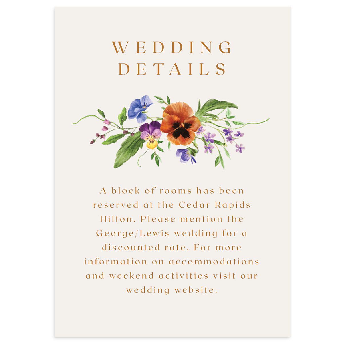 Wild Pansies Wedding Enclosure Cards