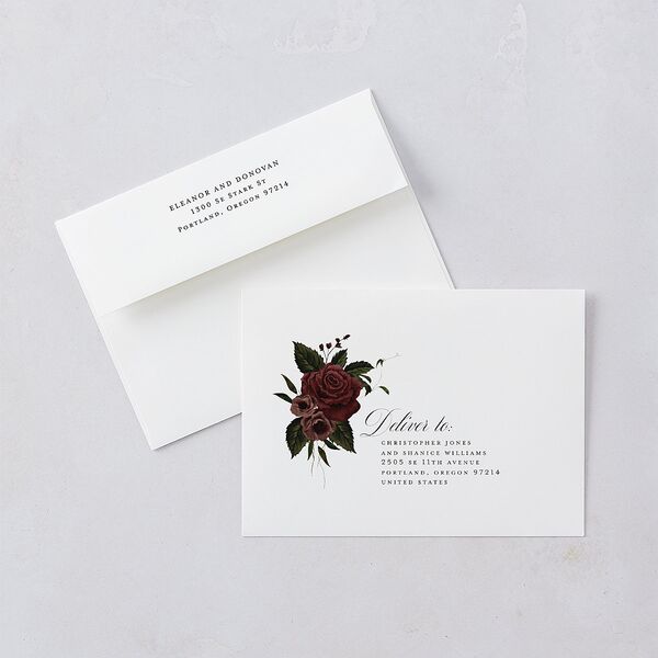 Dark Gothic Roses Wedding Invitations Burgundy Signature Blank No Standard