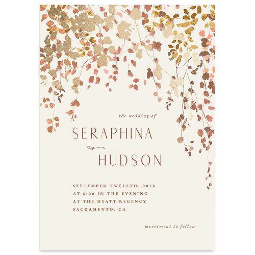 Cascading Florals Wedding Invitations Gold Copper Signature Blank No