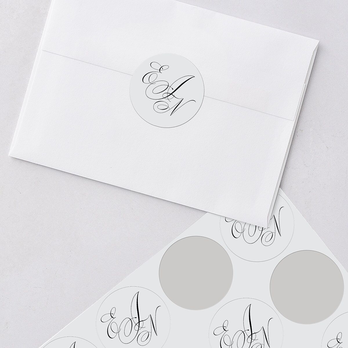 Exquisite Calligraphy Wedding Stickers Pure White