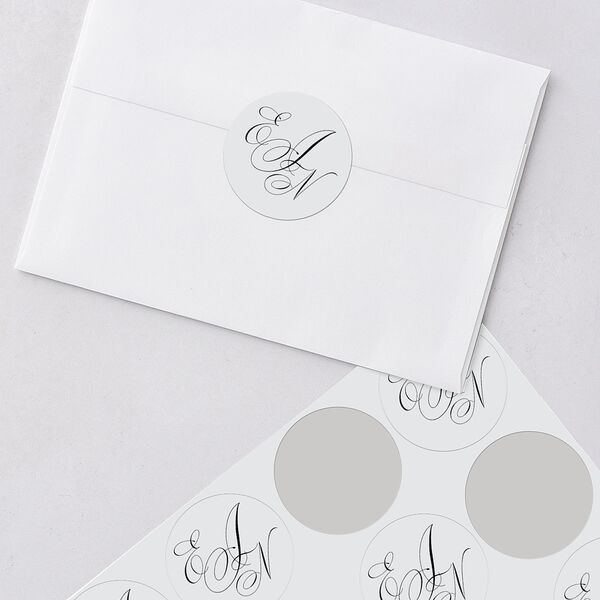 Exquisite Calligraphy Wedding Stickers Pure White
