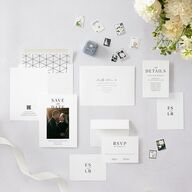 Timeless Typography Save The Date Cards Pure White Signature smooth Blank No Standard