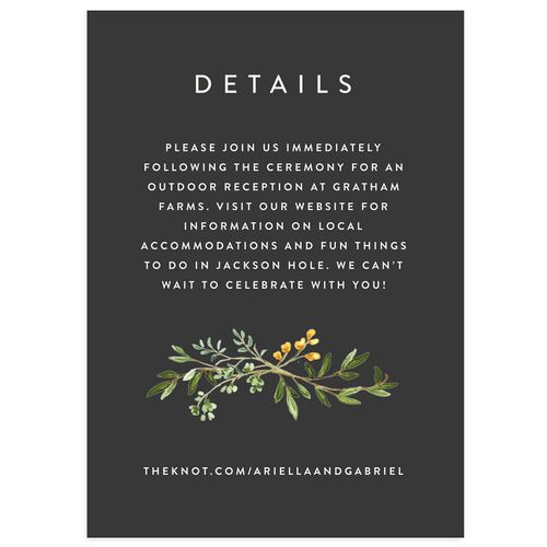 Rustic Arch Wedding Event Detail Cards Charcoal Signature Standard