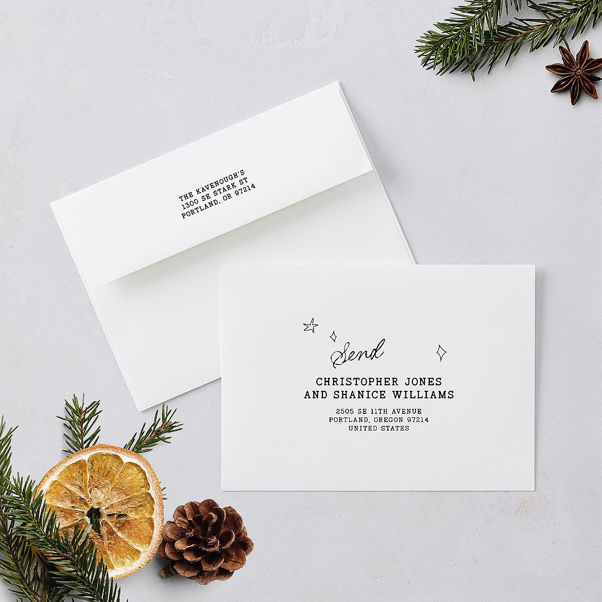 More Kids More Magic Hand Drawn Starry Photo Holiday Cards Cream Signature Blank Portrait Standard
