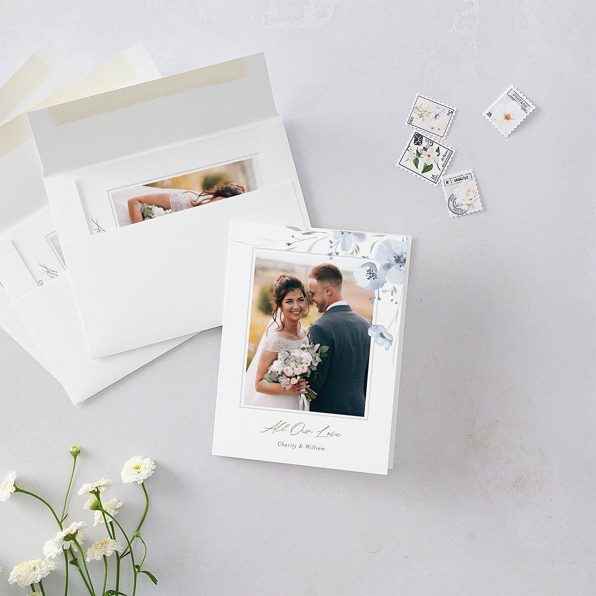 Floral Photo Thank You Cards Ocean