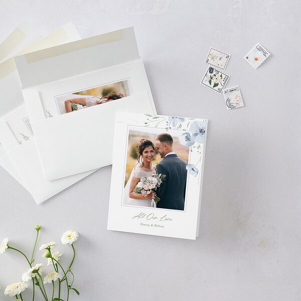 Floral Photo Thank You Cards Ocean