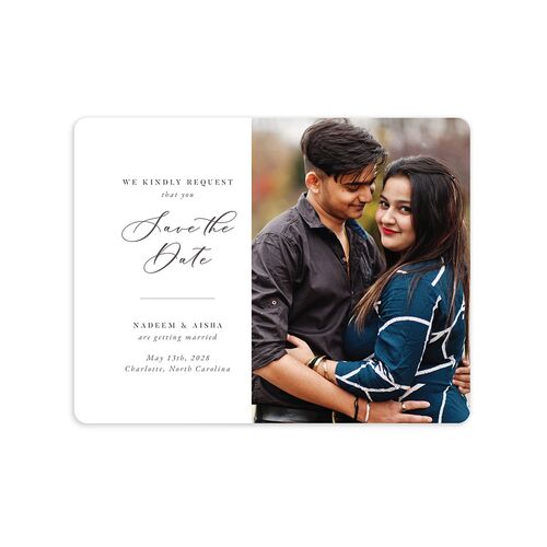 Timeless Script Save The Date Magnets Medieval Grey Magnet Paper