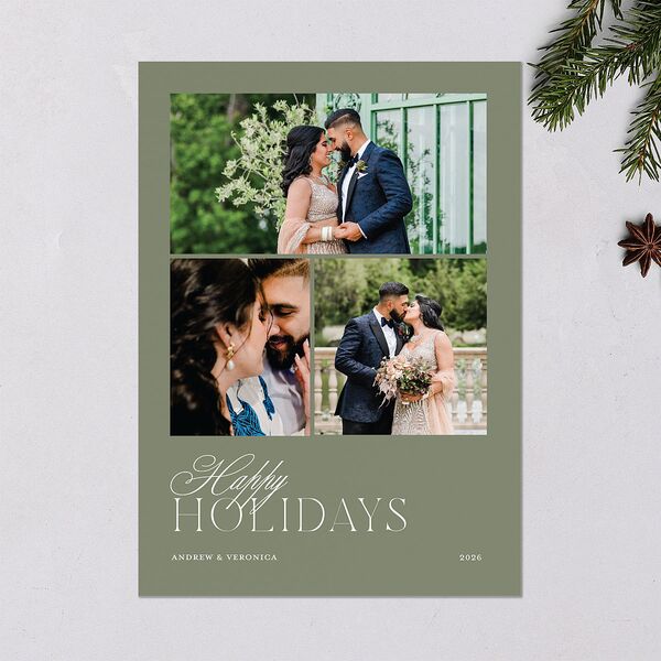 Classic Happy Holiday Cards Thyme Signature Blank Portrait Standard