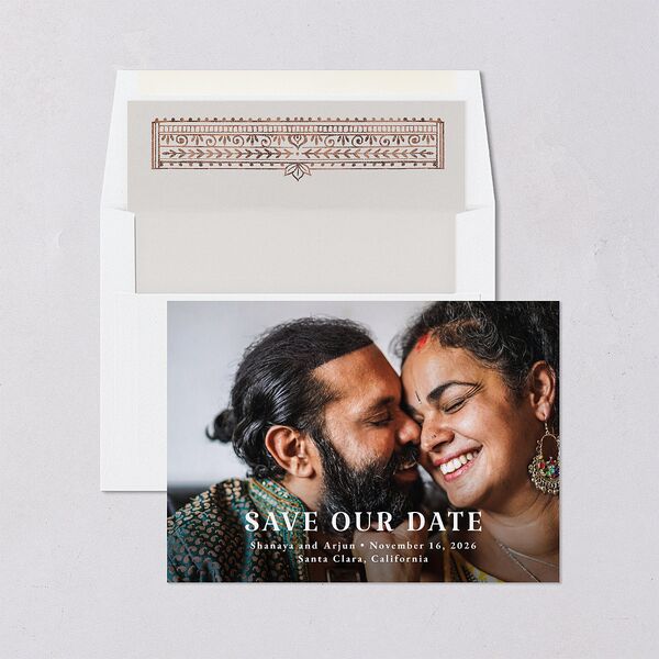 Indian Painted Henna Save the Date Cards Chestnut Signature smooth Blank No Standard