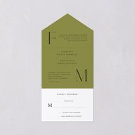 Modern Initials All-in-One Wedding Invitations Olive Signature Light Both Recipient and Return Addresses No