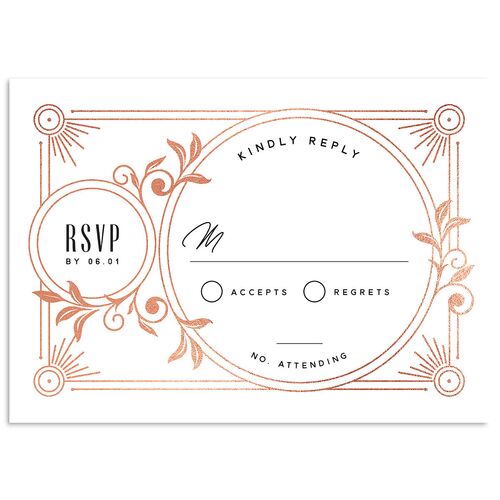 Ornate Elegance Wedding Response Cards Rose Gold Charcoal Signature Standard