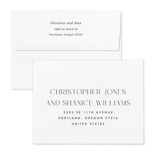 Modern Initials Save the Date Petite Card Envelopes Terracotta Dusty Blue Both Recipient and Return Addresses Signature Standard
