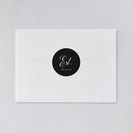 Elegant Hollywood Calligraphy Wedding Stickers Linen Circle