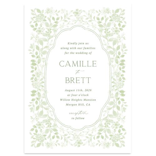 Porcelain Blue Floral Watercolor Wedding Invitations Moss Signature Blank No Standard