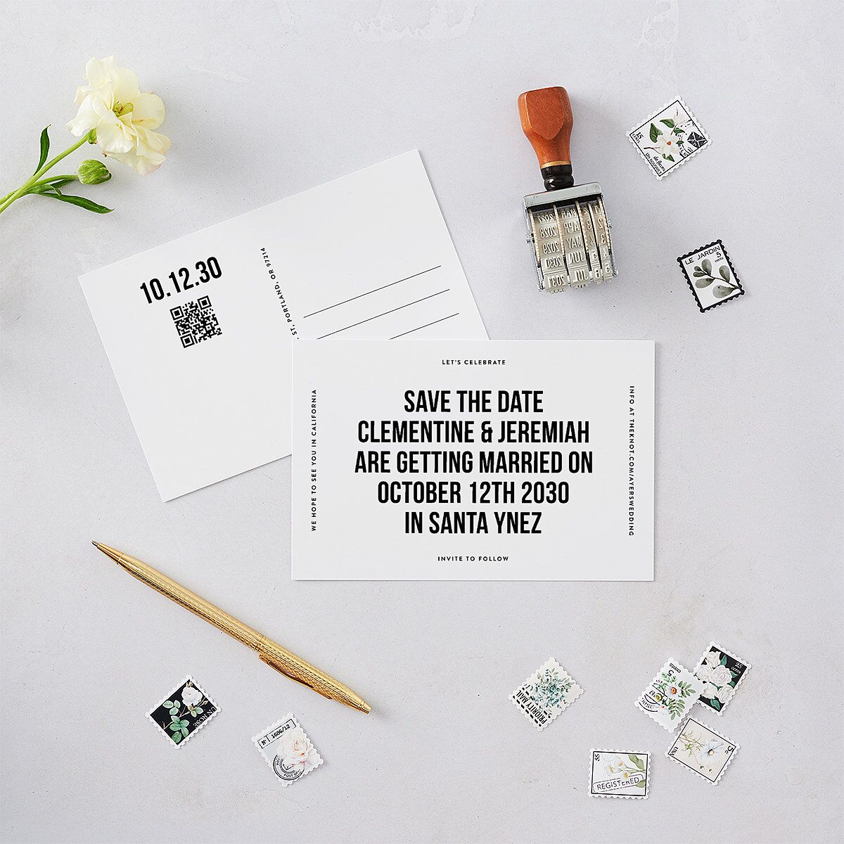 Bold Modern Announcement Save the Date Postcards Pure White