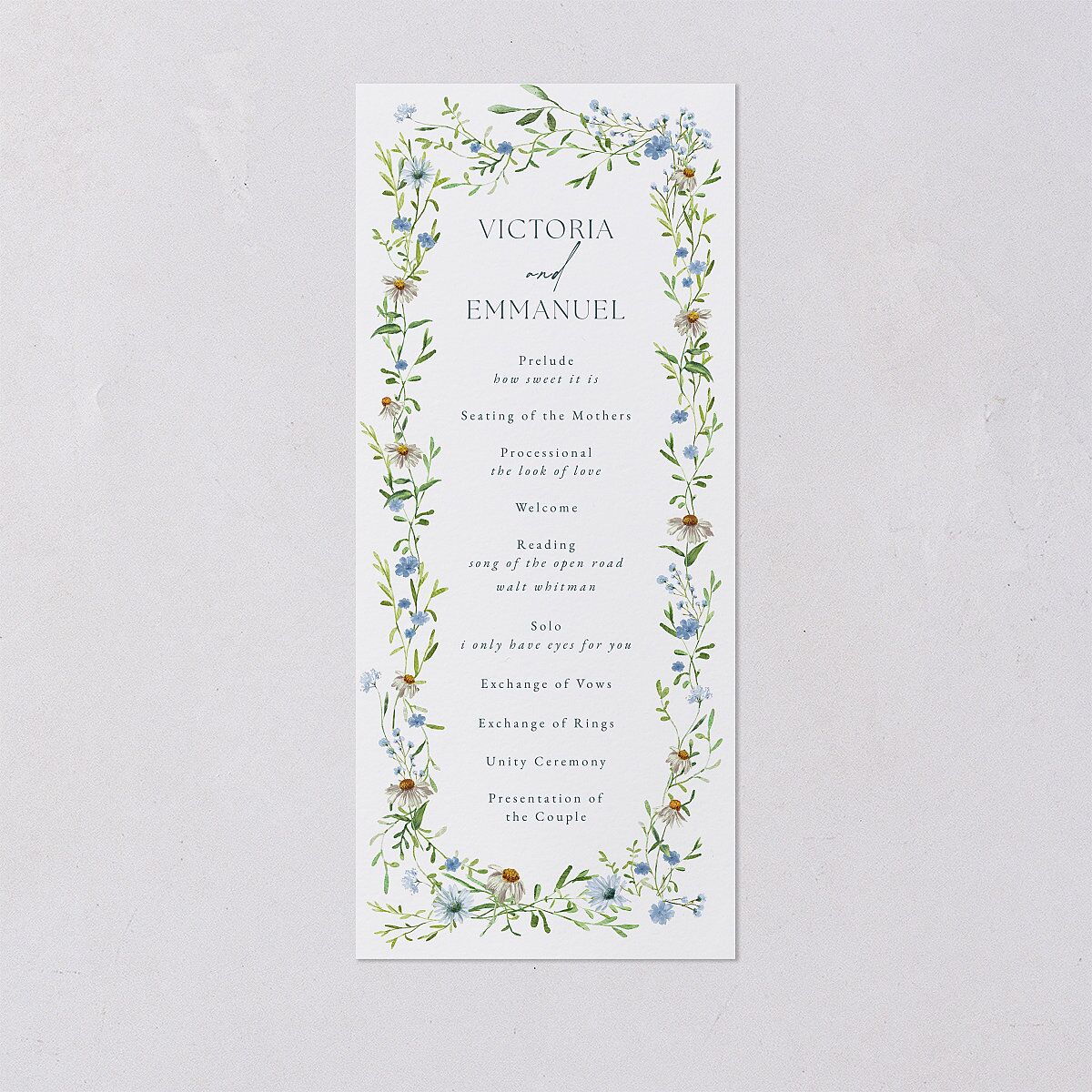 Wildflower Border Wedding Programs Stream Signature