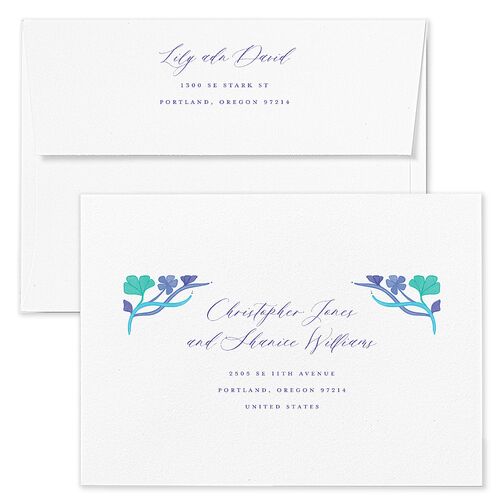 Indian Majestic Legacy Elephants Save The Date Card Envelopes Blue Turquoise Return Address Signature Standard