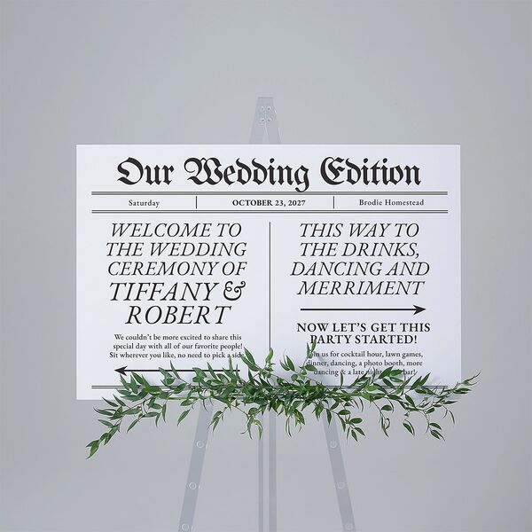 Newspaper Standard Direction Sign Large Pure White Standard Indoor Foam Core L Direction