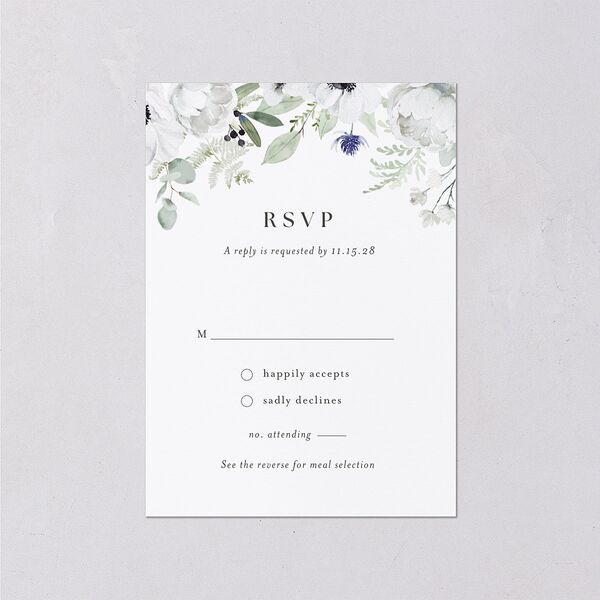 Elegant Anemone Wedding Response Cards Ice Blue Signature Standard