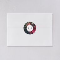 Blooming Botanical Wedding Stickers Ink Blue Circle