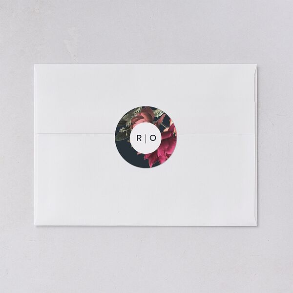 Blooming Botanical Wedding Stickers Ink Blue Circle