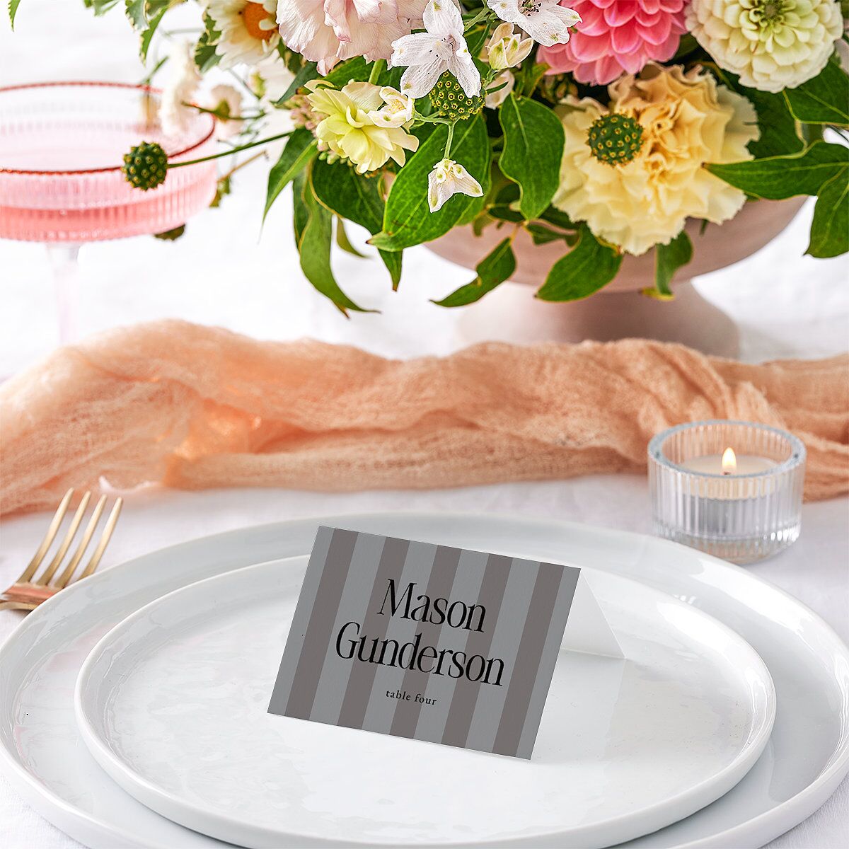 Vintage Romantic Photo Place Cards Medieval Grey Signature