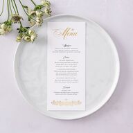 Rose Garden Crest Menus by Bridgerton Gold Pure White Signature