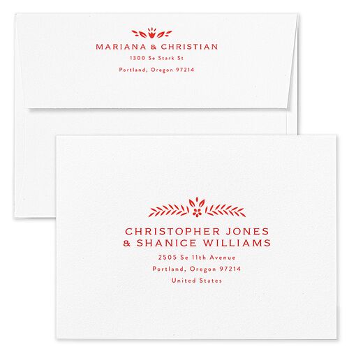 Papel Picado De Mexico Wedding Invitation Envelopes Rose True Red Both Recipient and Return Addresses Standard Signature