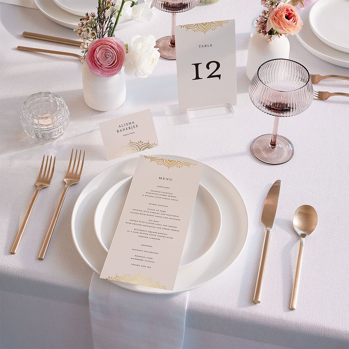 Indian Gilded Adornment Menus Gold Sand Signature