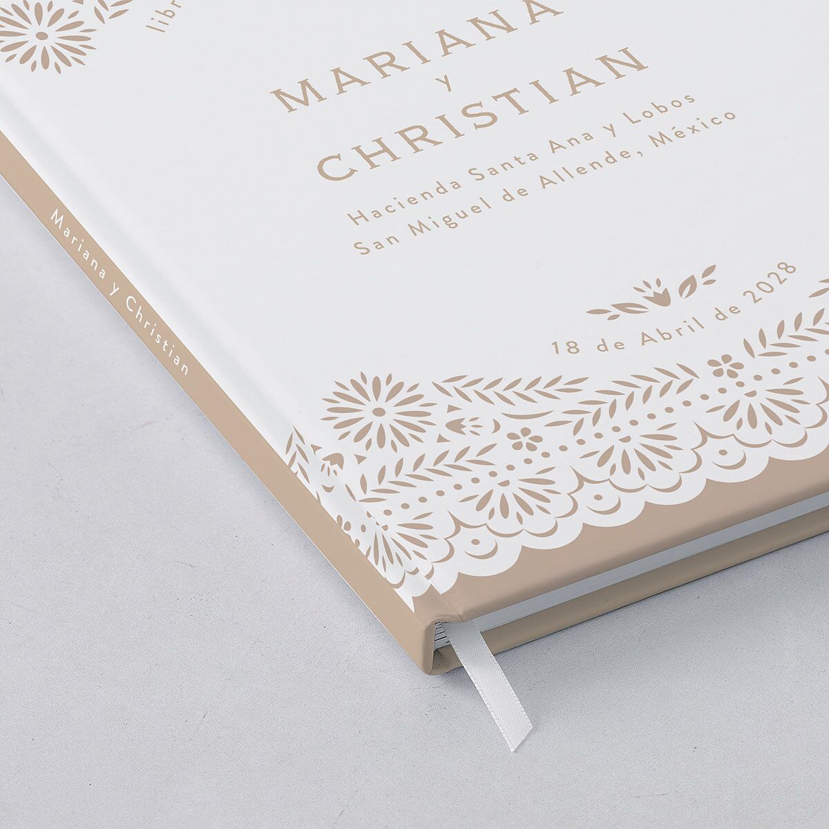Papel Picado De Mexico Wedding Guest Book Taupe