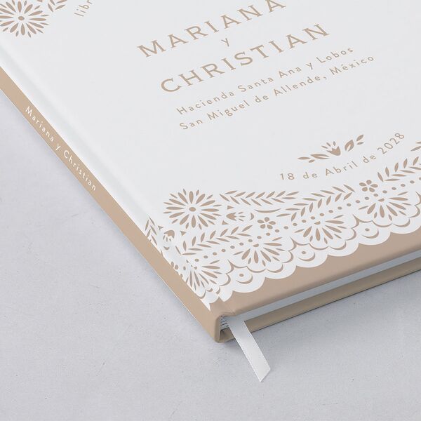 Papel Picado De Mexico Wedding Guest Book Taupe