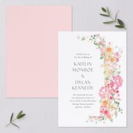 Pastel Flower Arch Wedding Invitations Gold Pink Cotton Signature Blank No
