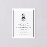 Classic Champagne with Bows Save the Date Petite Cards Pure White Signature smooth Blank No Standard